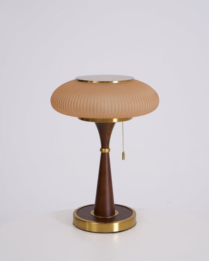 Matsutake Table Lamp | Metal & Wood | Walnut Base Amber Shade