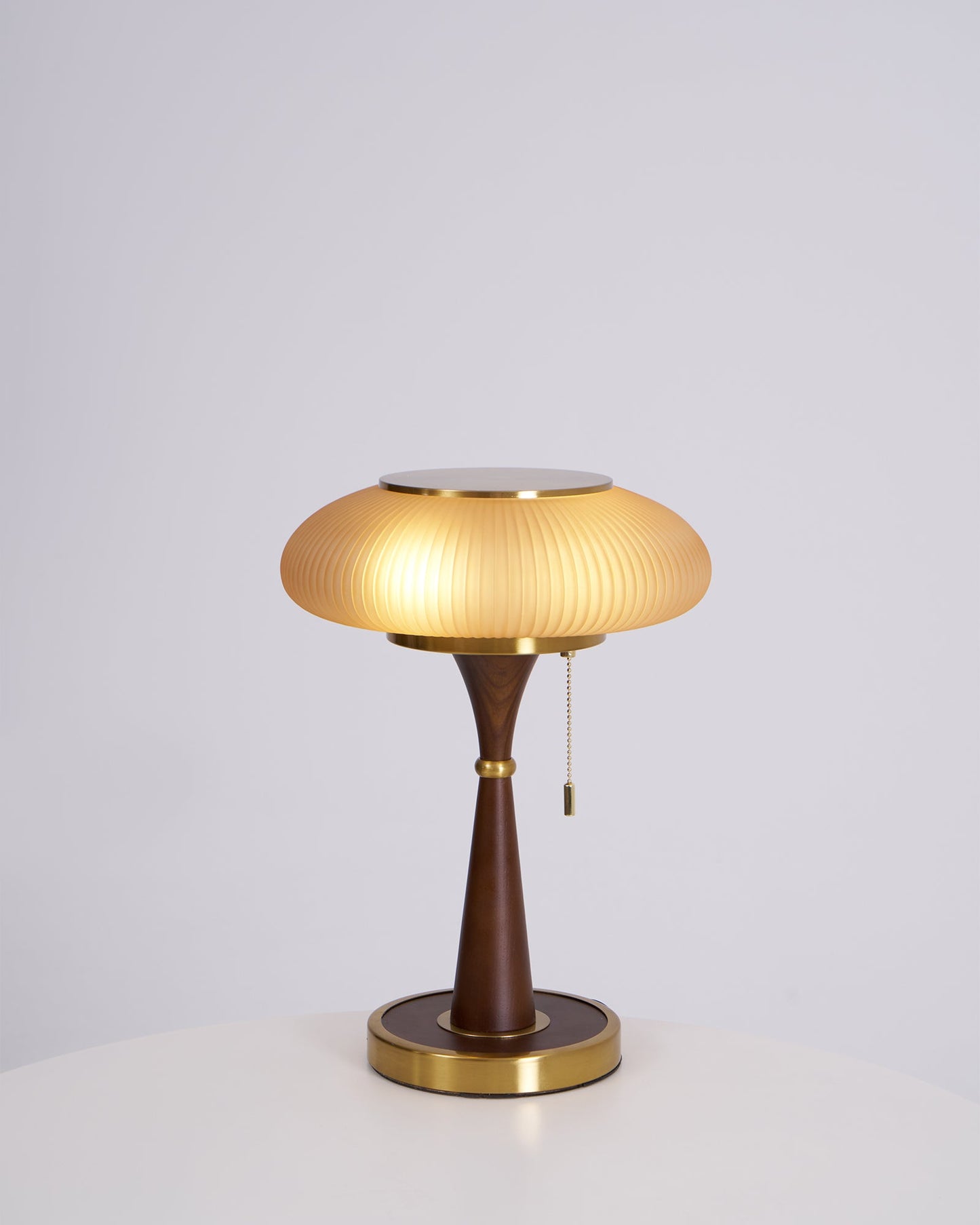 Matsutake Table Lamp | Metal & Wood | Walnut Base Amber Shade