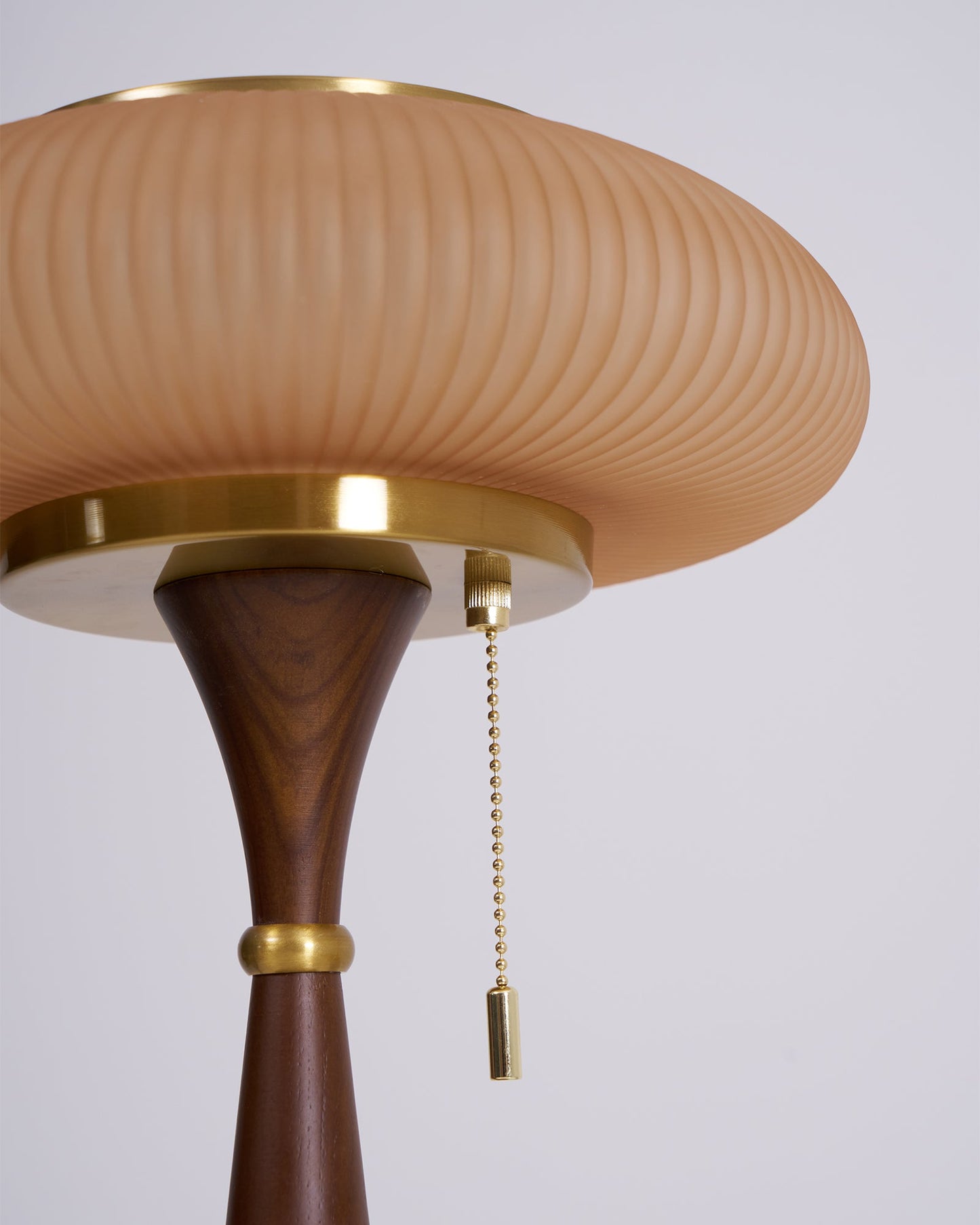Matsutake Table Lamp | Metal & Wood | Walnut Base Amber Shade