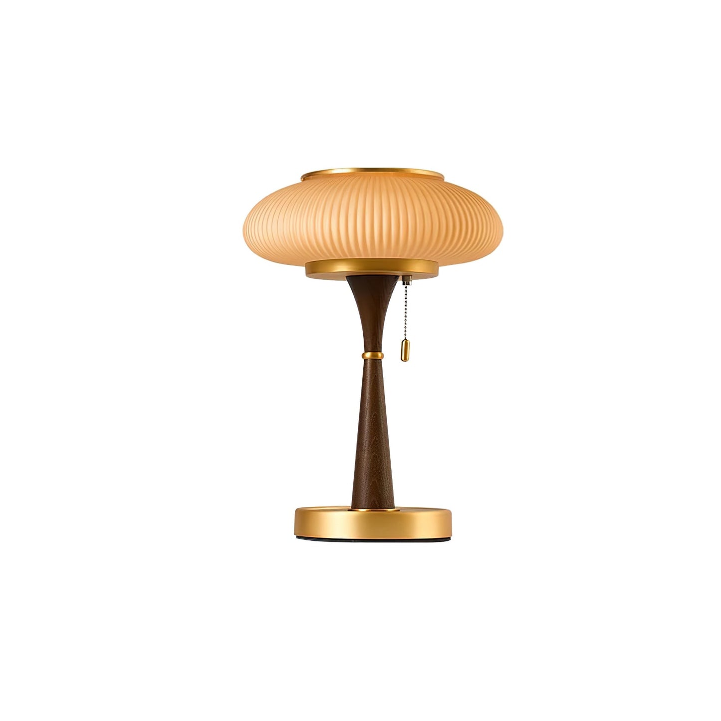 Matsutake Table Lamp | Metal & Wood | Walnut Base Amber Shade
