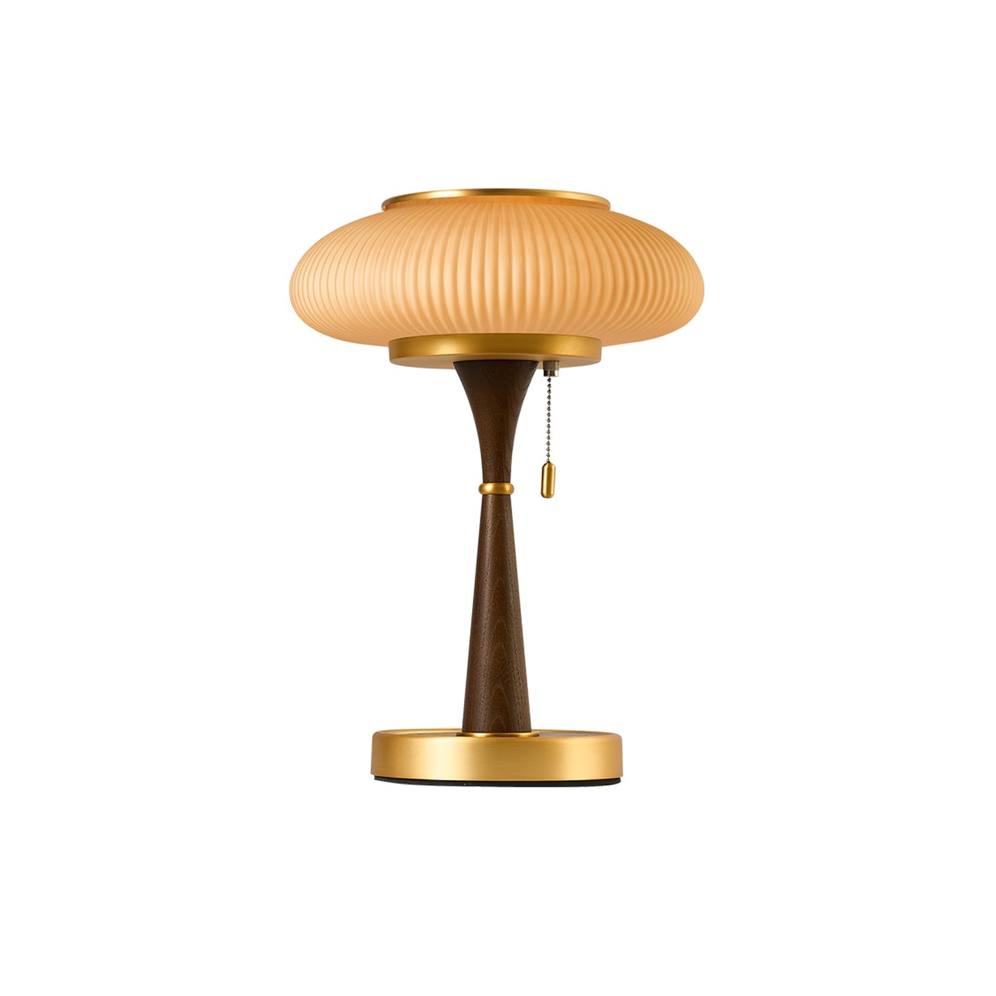 Matsutake Table Lamp | Metal & Wood | Walnut Base Amber Shade