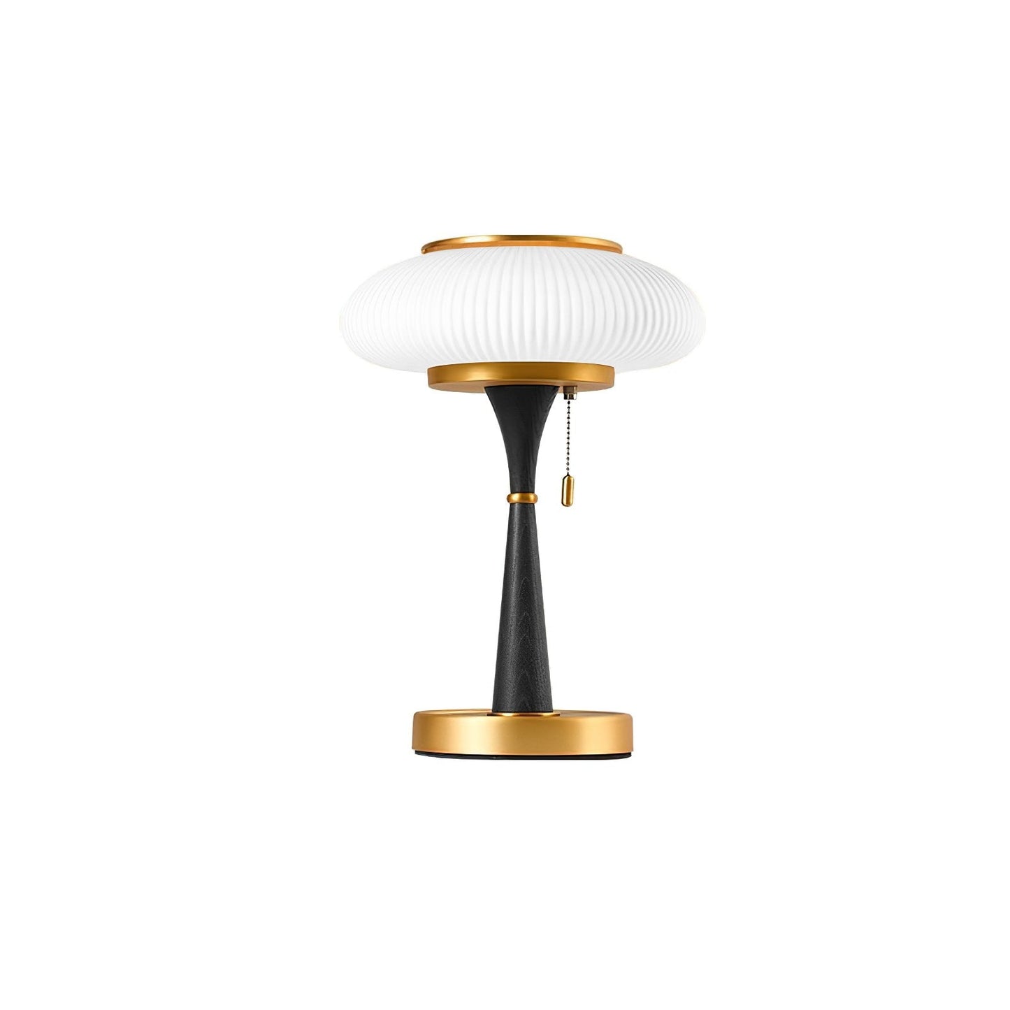 Matsutake Table Lamp | Metal & Wood | Walnut Base Amber Shade