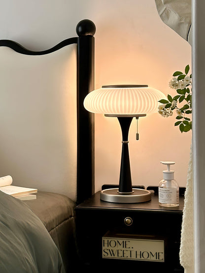 Matsutake Table Lamp | Metal & Wood | Walnut Base Amber Shade