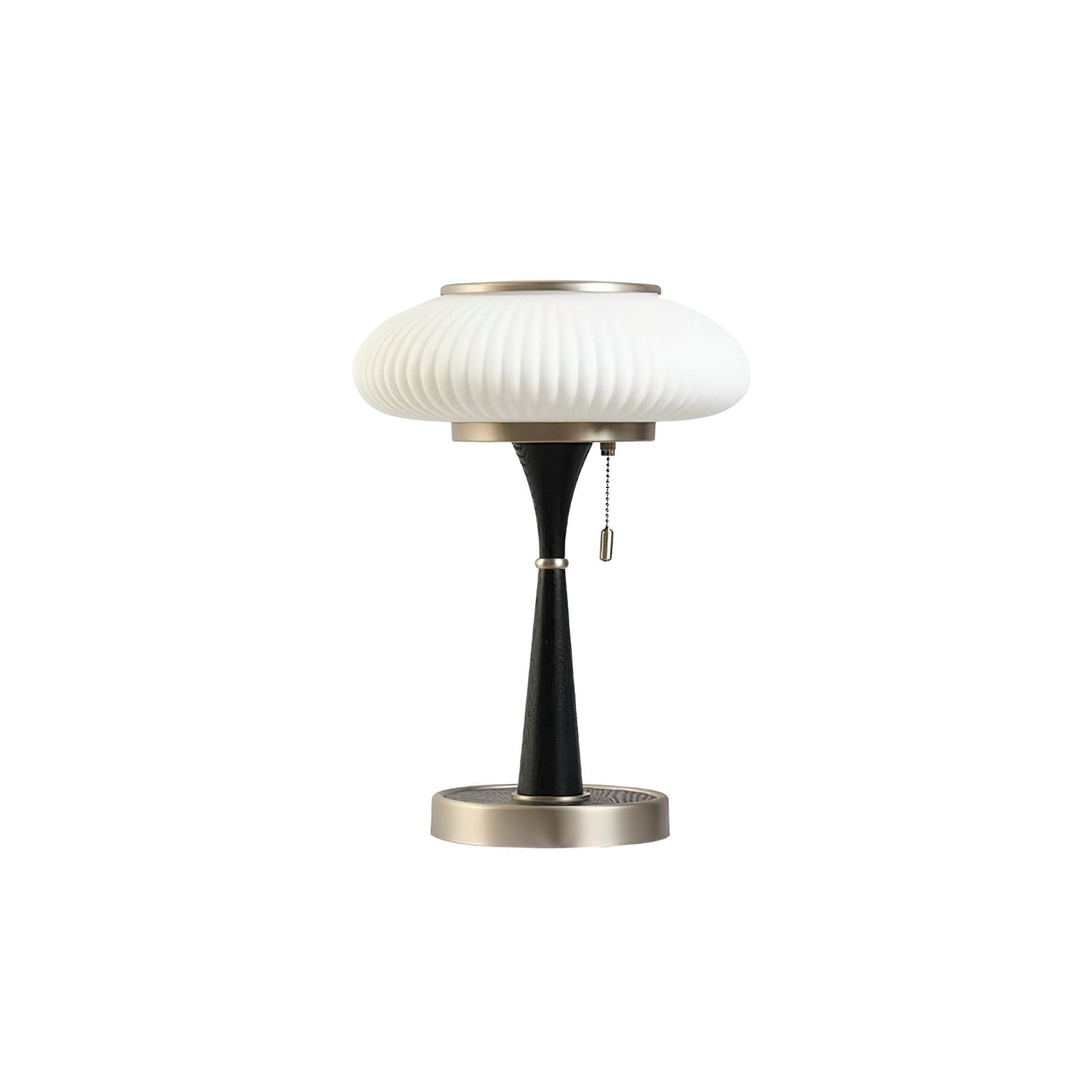 Matsutake Table Lamp | Metal & Wood | Walnut Base Amber Shade