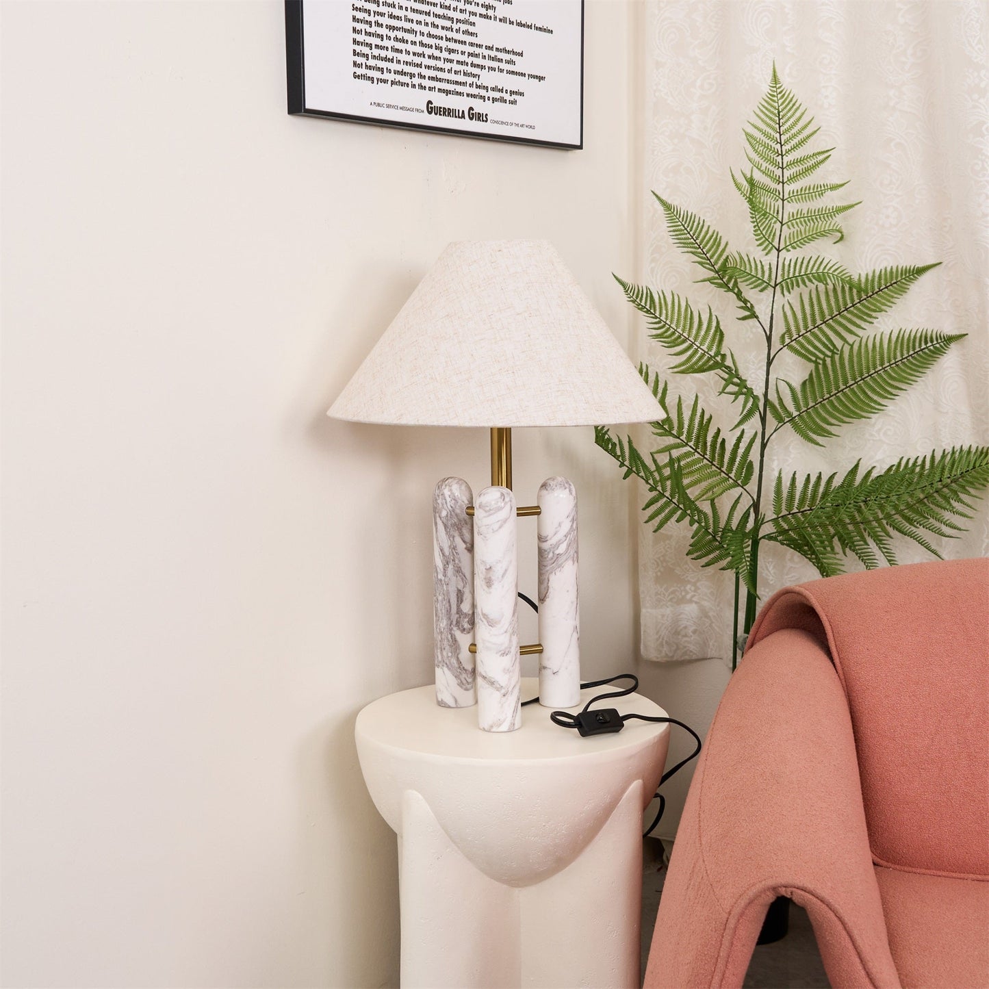 Lloyd Table Lamp | Marble & Metal | White
