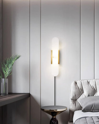 Melange Elongated Sconce | Alabaster & Brass | Wall Lamp