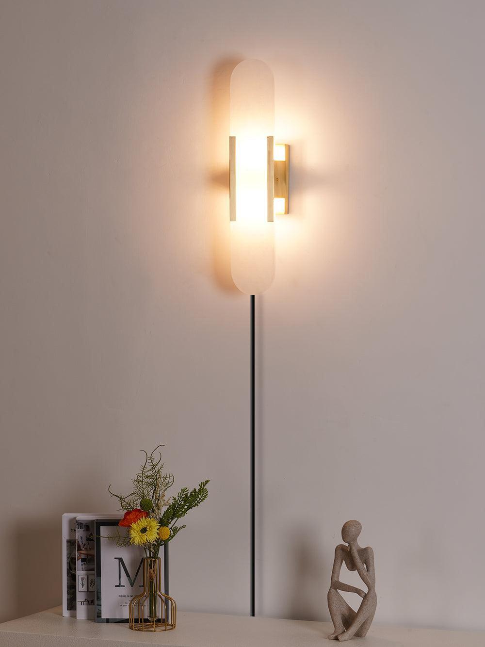 Melange Elongated Sconce | Alabaster & Brass | Wall Lamp