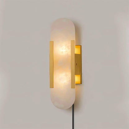 Melange Elongated Sconce | Alabaster & Brass | Wall Lamp