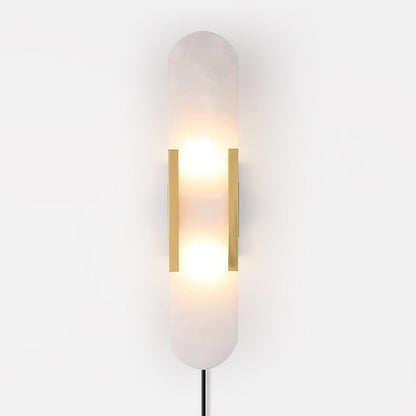 Melange Elongated Sconce | Alabaster & Brass | Wall Lamp