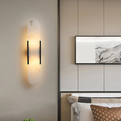 Melange Elongated Sconce | Alabaster & Brass | Wall Lamp