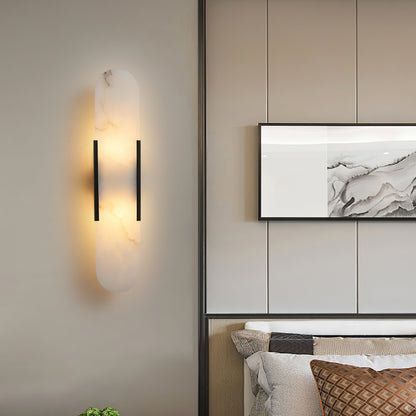 Alabaster Wall Lamp Set | Hand-Crafted Brass Accents | 2 Lights