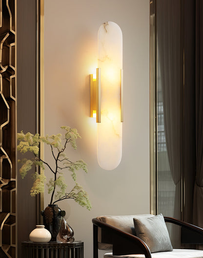 Alabaster Wall Lamp Set | Hand-Crafted Brass Accents | 2 Lights