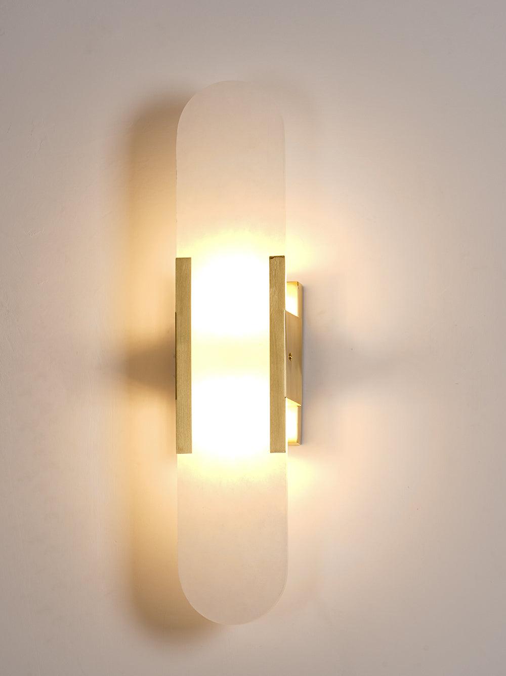 Alabaster Wall Lamp Set | Hand-Crafted Brass Accents | 2 Lights