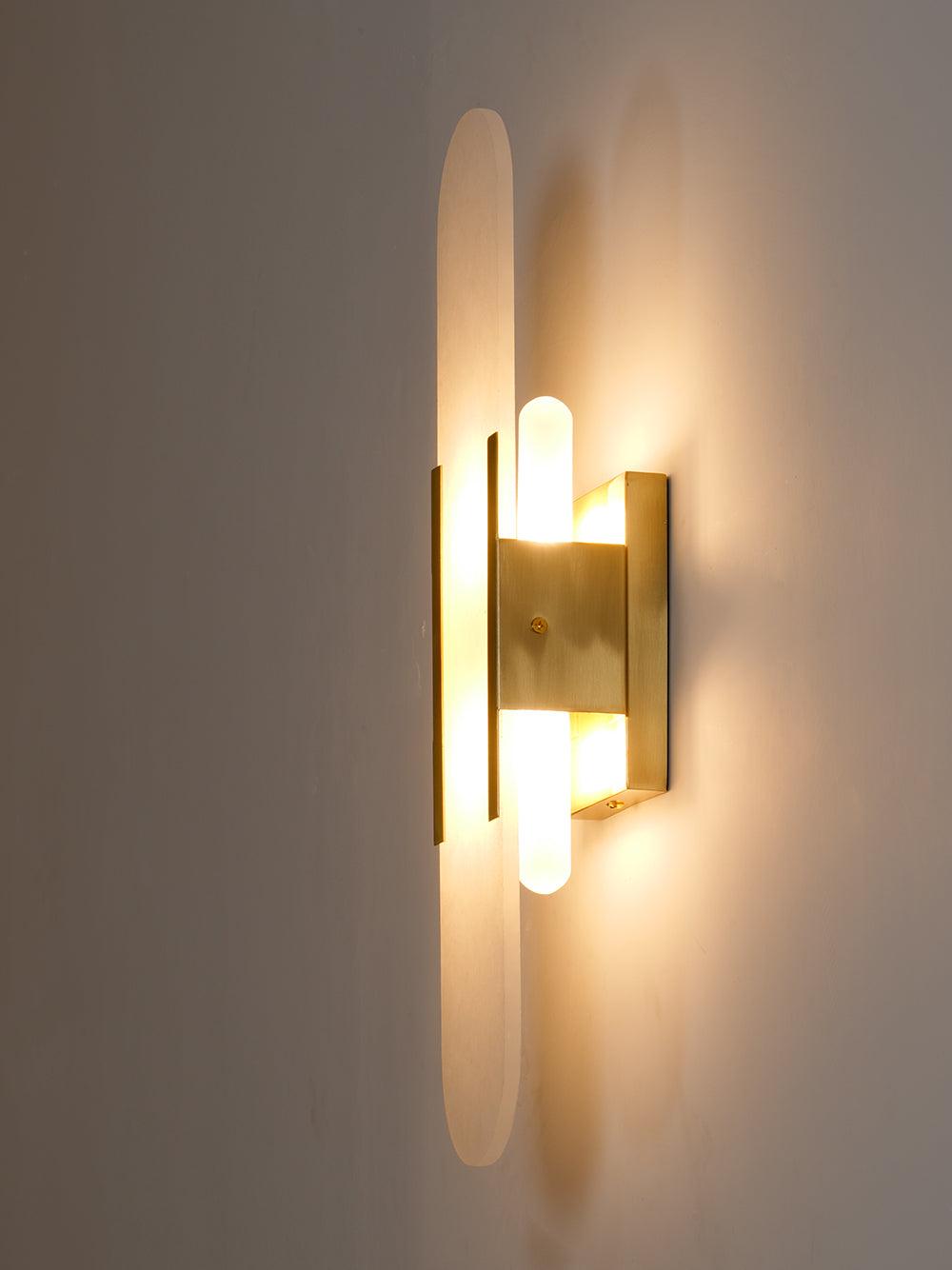 Alabaster Wall Lamp Set | Hand-Crafted Brass Accents | 2 Lights