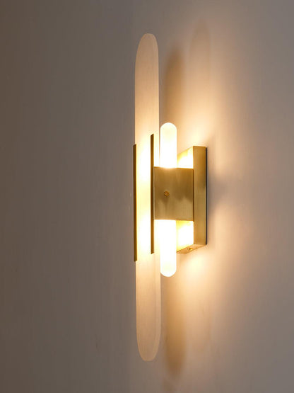 Alabaster Wall Lamp Set | Hand-Crafted Brass Accents | 2 Lights