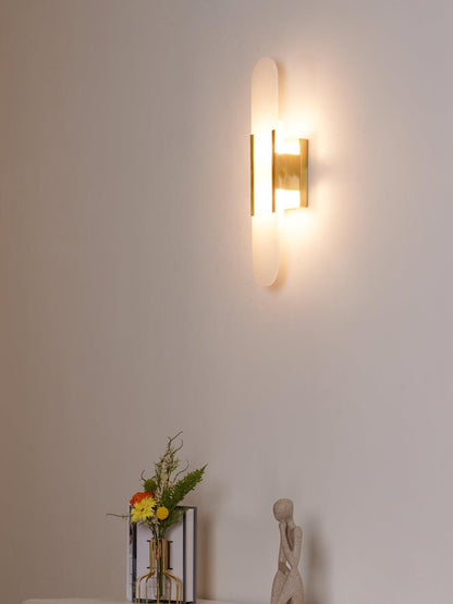 Alabaster Wall Lamp Set | Hand-Crafted Brass Accents | 2 Lights