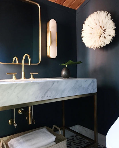Alabaster Wall Lamp Set | Hand-Crafted Brass Accents | 2 Lights