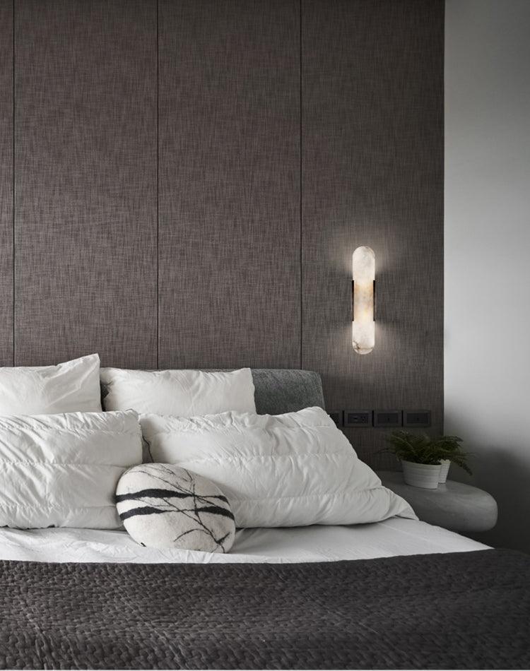 Alabaster Wall Lamp Set | Hand-Crafted Brass Accents | 2 Lights