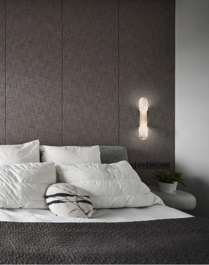 Alabaster Wall Lamp Set | Hand-Crafted Brass Accents | 2 Lights