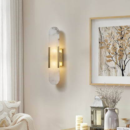 Alabaster Wall Lamp Set | Hand-Crafted Brass Accents | 2 Lights