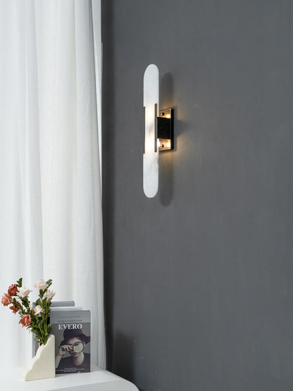 Alabaster Wall Lamp Set | Hand-Crafted Brass Accents | 2 Lights