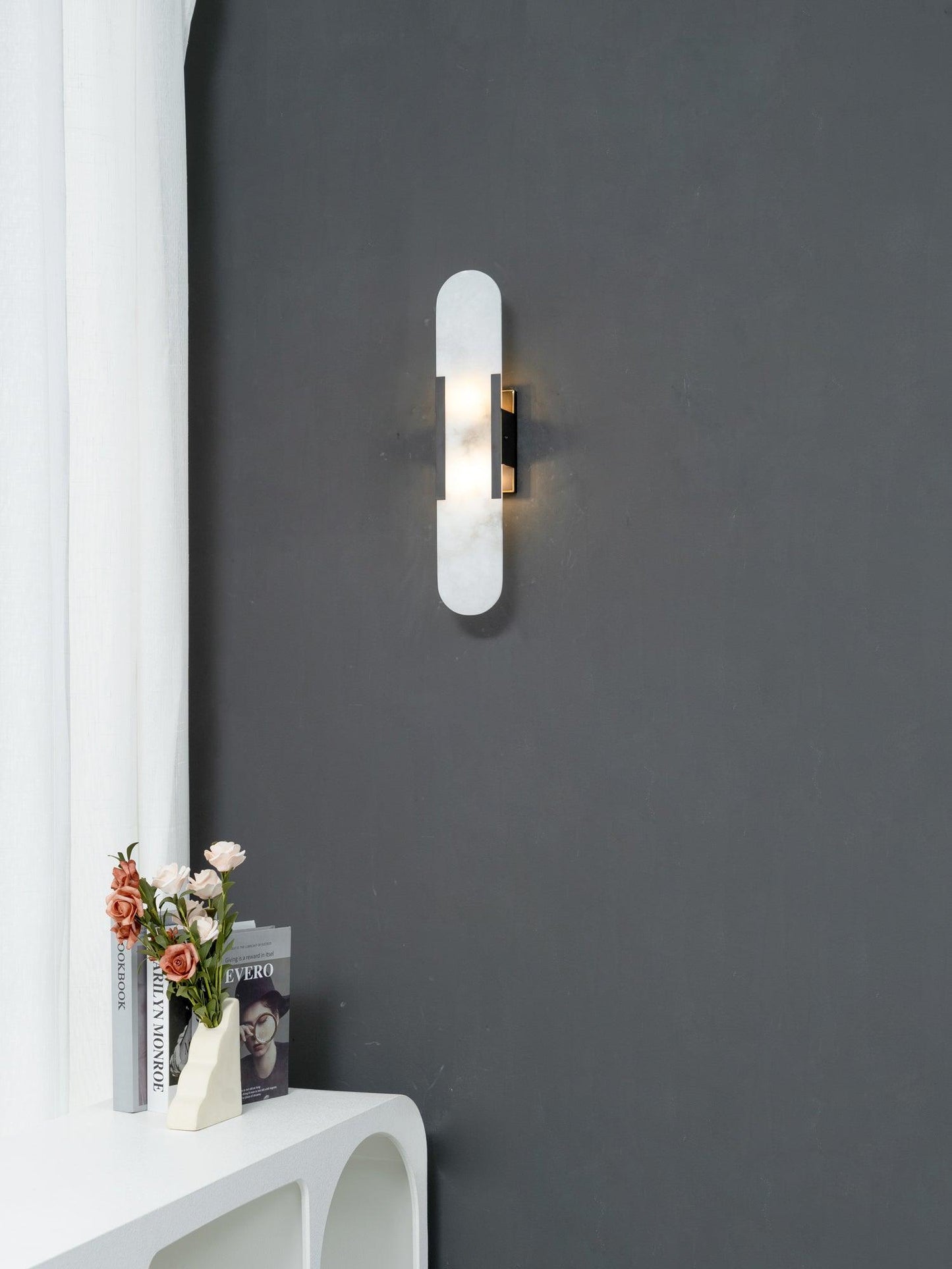 Alabaster Wall Lamp Set | Hand-Crafted Brass Accents | 2 Lights