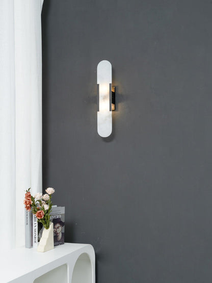Alabaster Wall Lamp Set | Hand-Crafted Brass Accents | 2 Lights