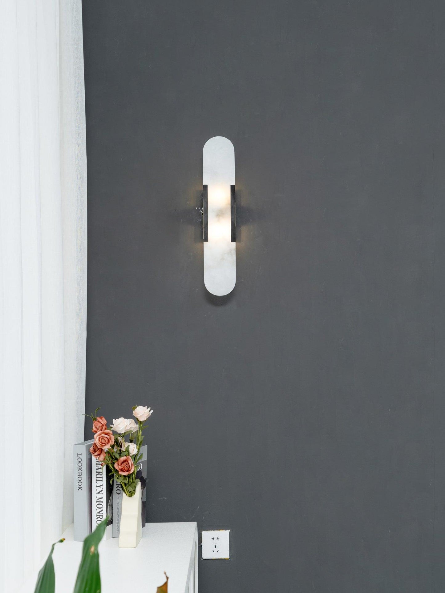 Alabaster Wall Lamp Set | Hand-Crafted Brass Accents | 2 Lights