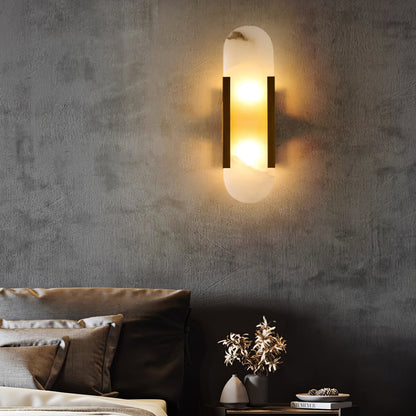 Alabaster Wall Lamp Set | Hand-Crafted Brass Accents | 2 Lights