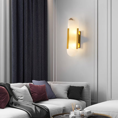 Alabaster Wall Lamp Set | Hand-Crafted Brass Accents | 2 Lights