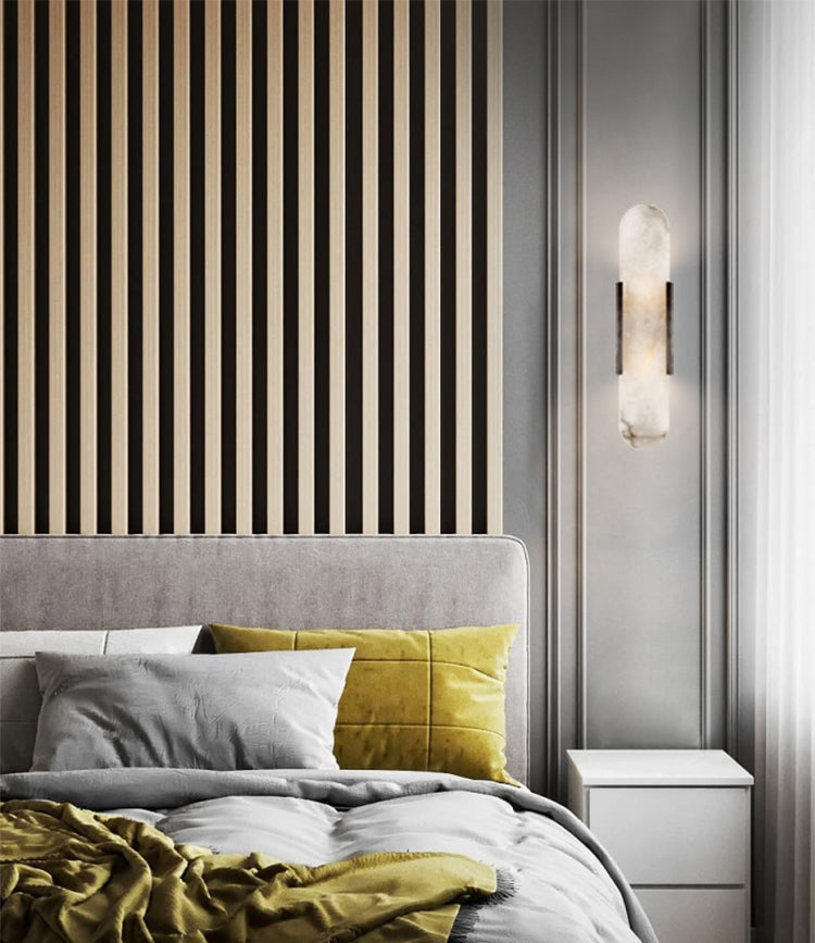 Alabaster Wall Lamp Set | Hand-Crafted Brass Accents | 2 Lights