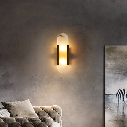 Alabaster Wall Lamp Set | Hand-Crafted Brass Accents | 2 Lights
