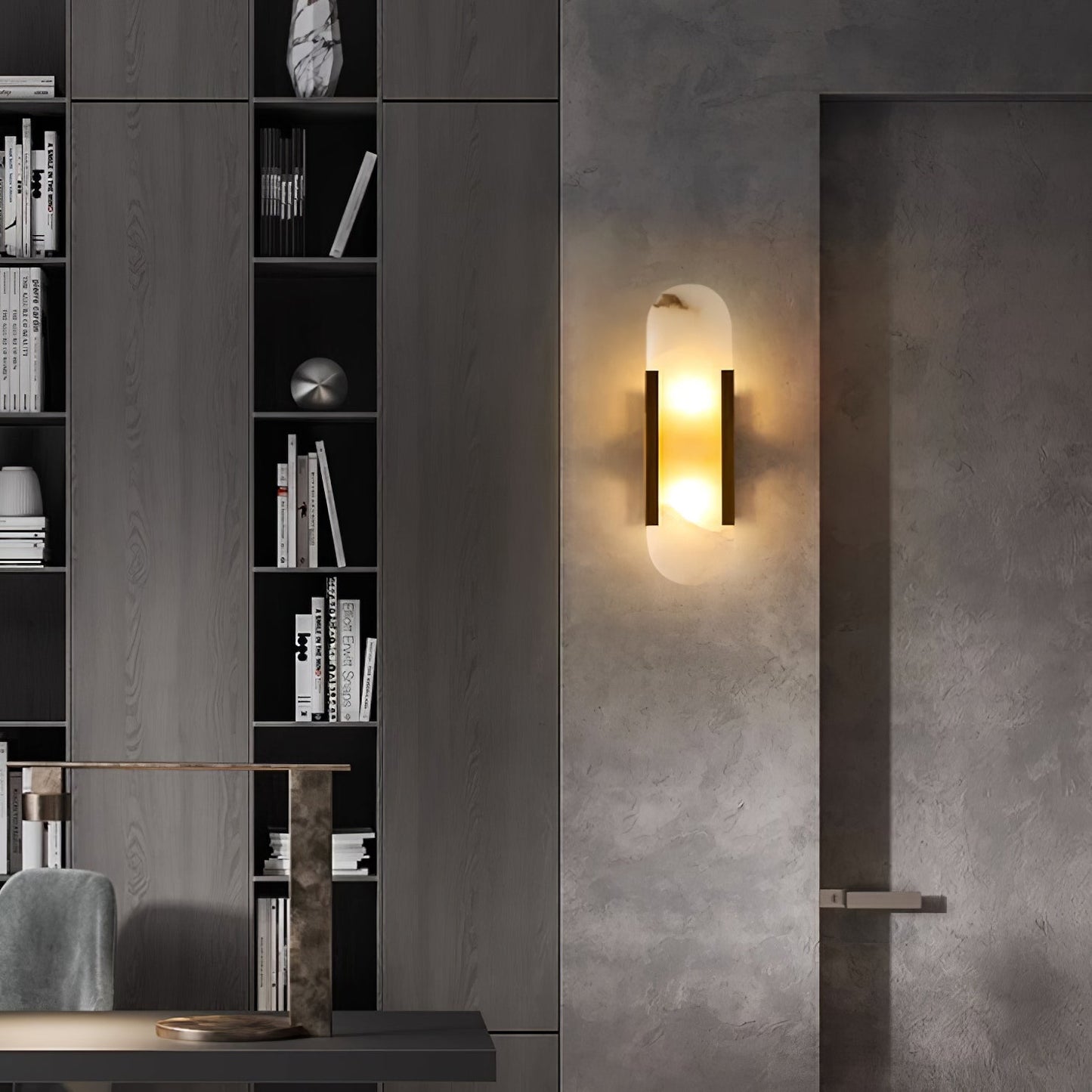 Alabaster Wall Lamp Set | Hand-Crafted Brass Accents | 2 Lights