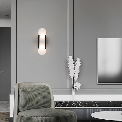 Alabaster Wall Lamp Set | Hand-Crafted Brass Accents | 2 Lights