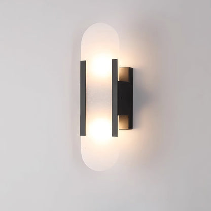 Alabaster Wall Lamp Set | Hand-Crafted Brass Accents | 2 Lights