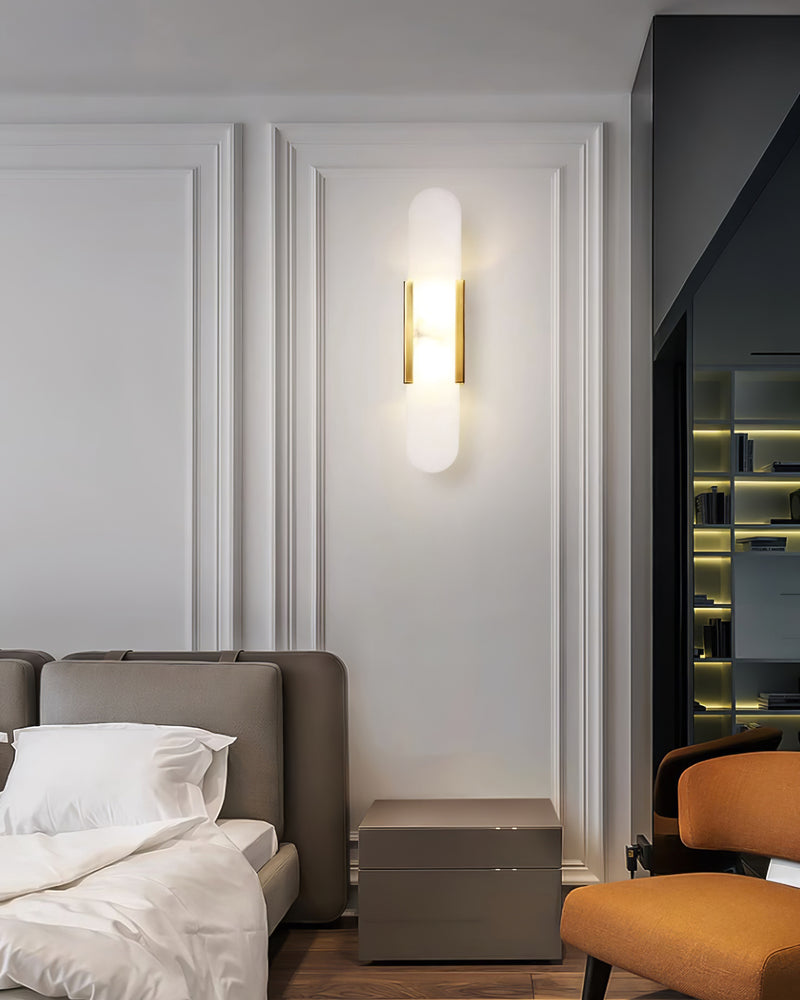 Alabaster Wall Lamp Set | Hand-Crafted Brass Accents | 2 Lights