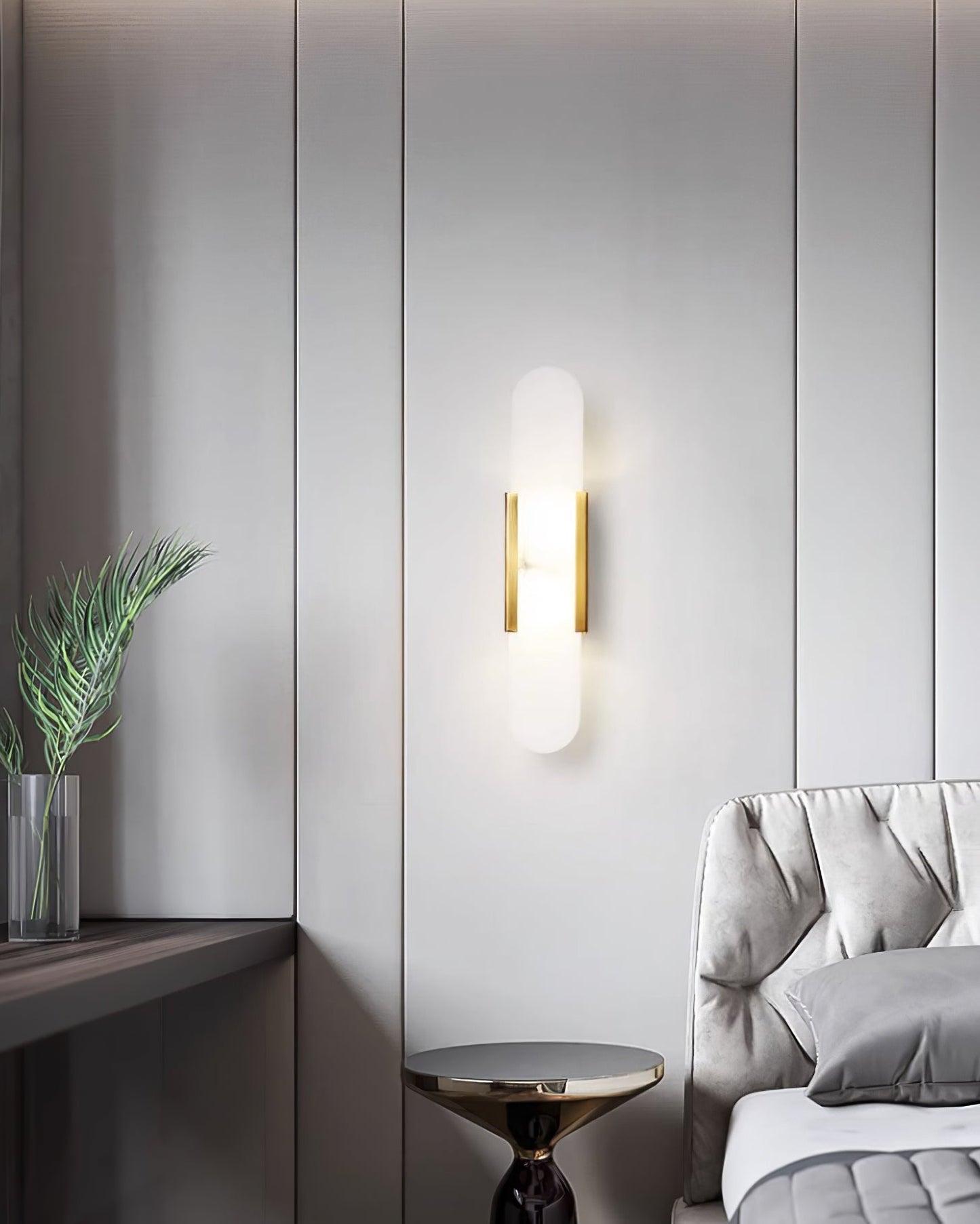 Alabaster Wall Lamp Set | Hand-Crafted Brass Accents | 2 Lights