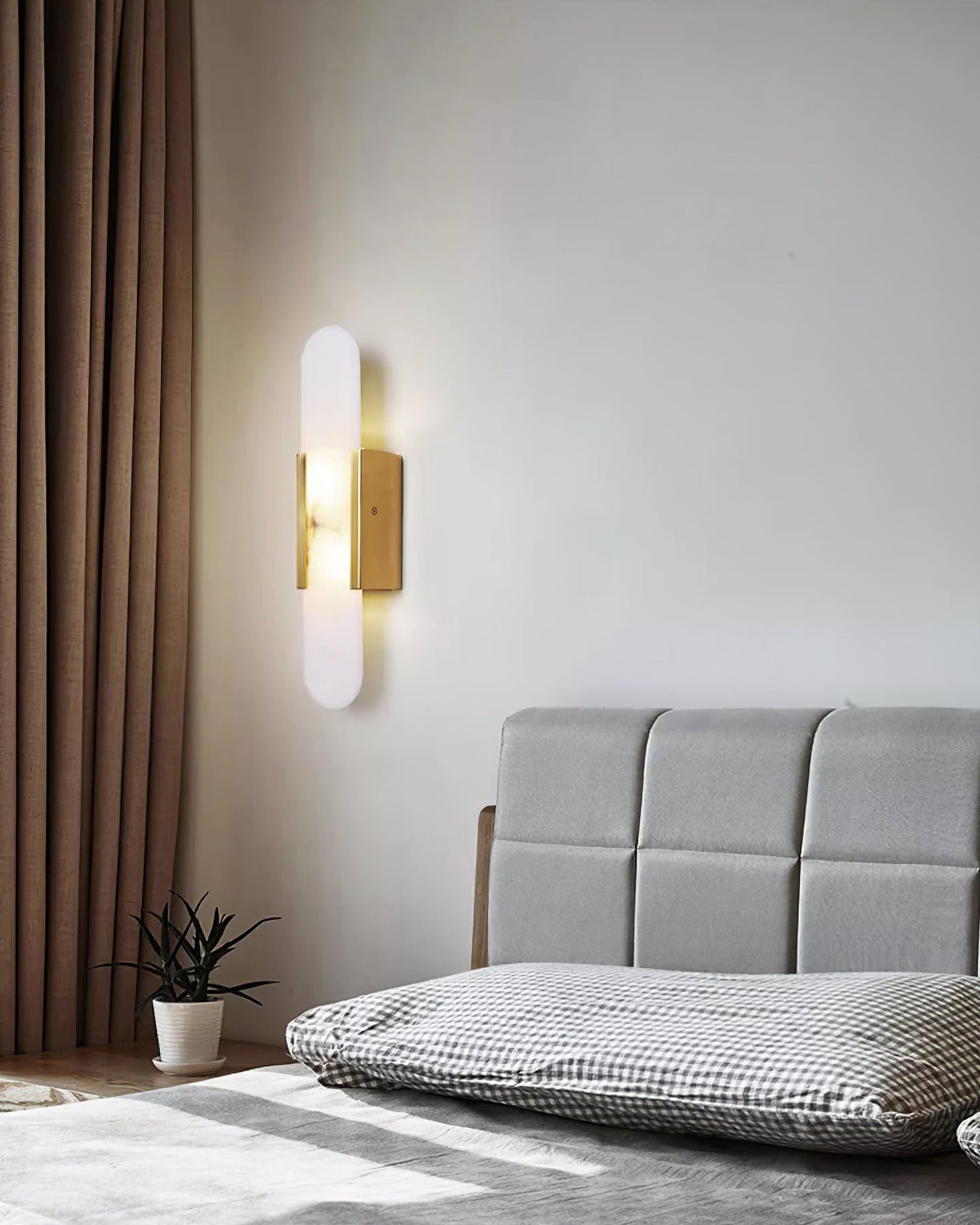 Alabaster Wall Lamp Set | Hand-Crafted Brass Accents | 2 Lights