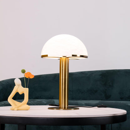 Alabaster Table Lamp | Organic Alabaster & Bronze | 30cm Diameter