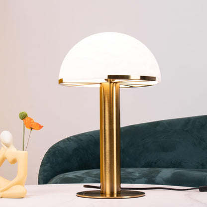 Alabaster Table Lamp | Organic Alabaster & Bronze | 30cm Diameter