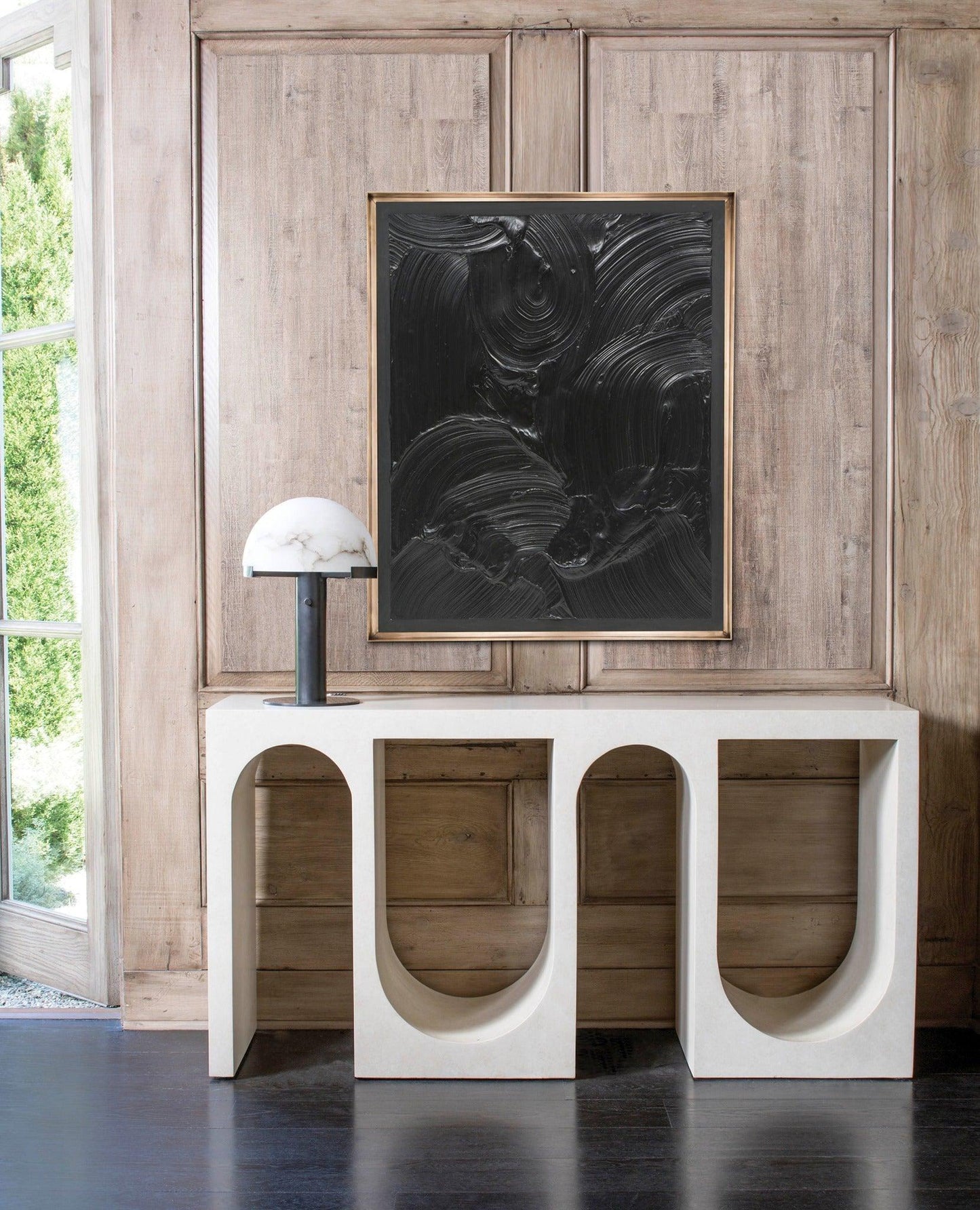 Alabaster Table Lamp | Organic Alabaster & Bronze | 30cm Diameter