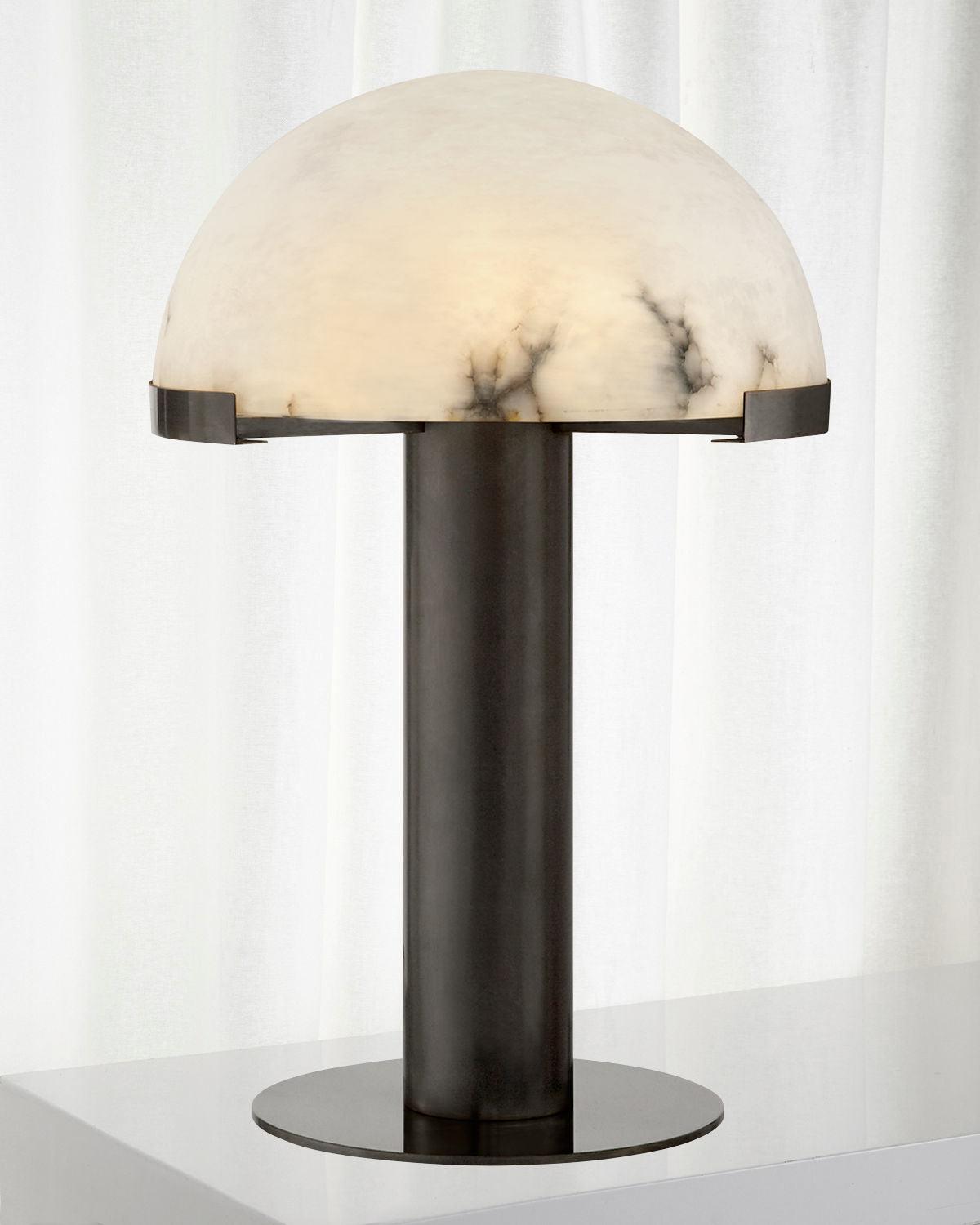 Alabaster Table Lamp | Organic Alabaster & Bronze | 30cm Diameter