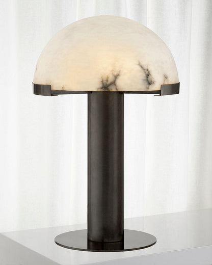Alabaster Table Lamp | Organic Alabaster & Bronze | 30cm Diameter
