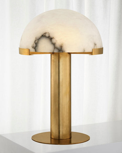 Alabaster Table Lamp | Organic Alabaster & Bronze | 30cm Diameter