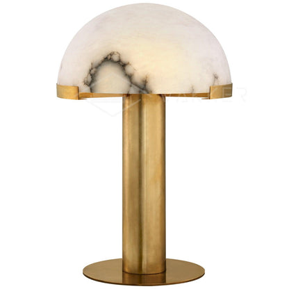 Alabaster Table Lamp | Organic Alabaster & Bronze | 30cm Diameter
