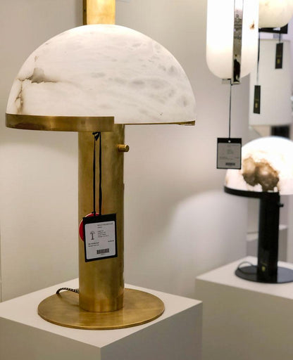 Alabaster Table Lamp | Organic Alabaster & Bronze | 30cm Diameter
