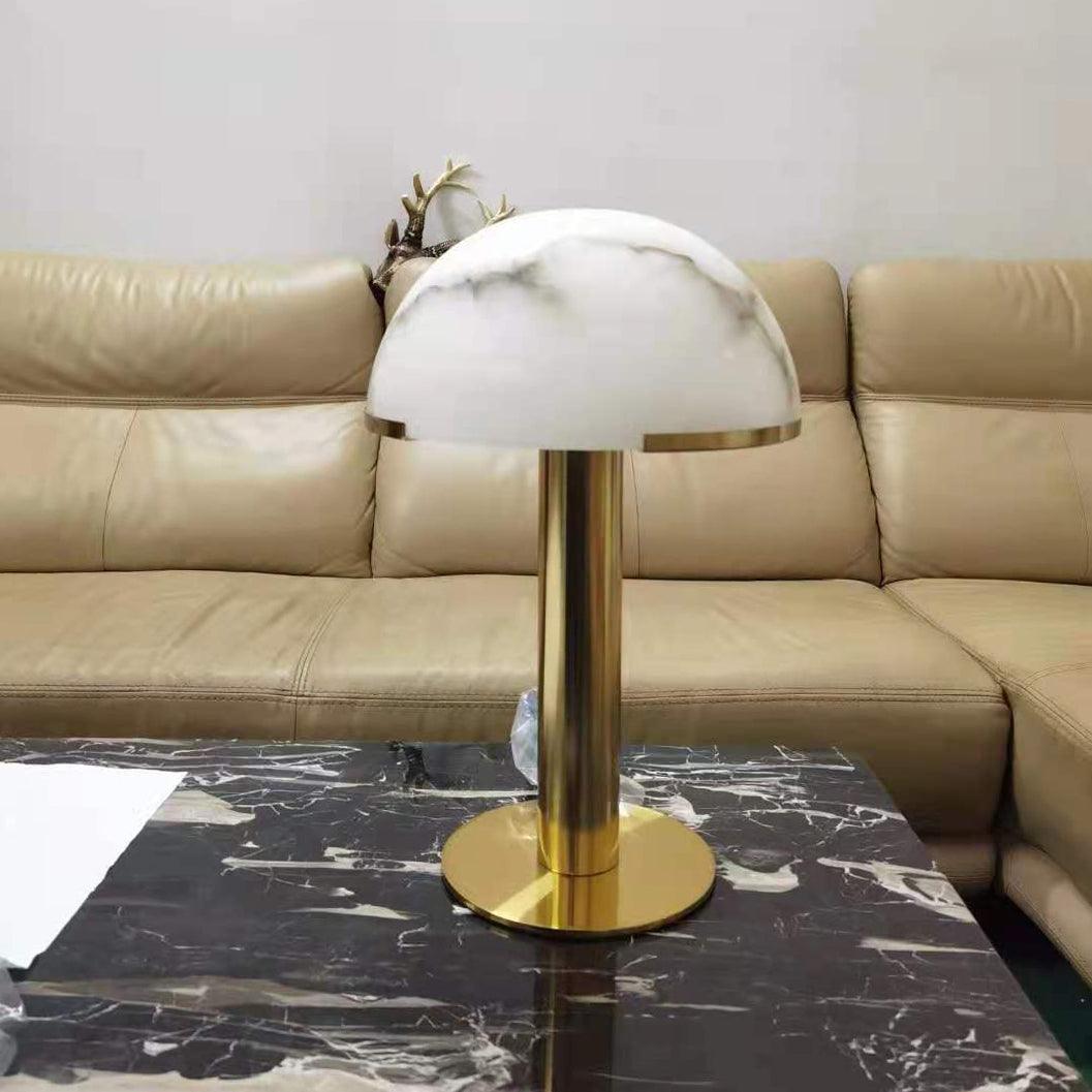 Alabaster Table Lamp | Organic Alabaster & Bronze | 30cm Diameter