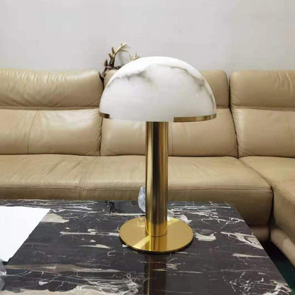 Alabaster Table Lamp | Organic Alabaster & Bronze | 30cm Diameter