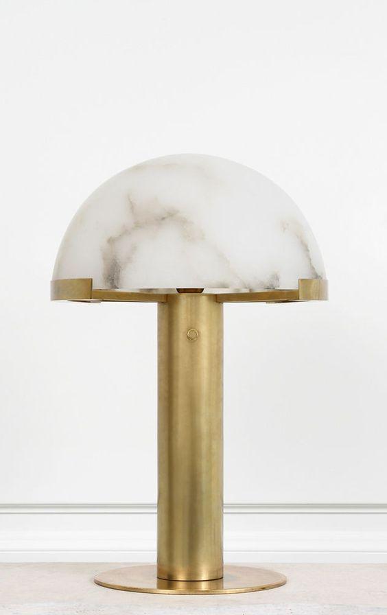 Alabaster Table Lamp | Organic Alabaster & Bronze | 30cm Diameter