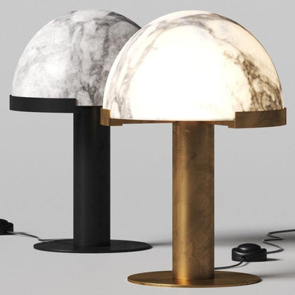 Alabaster Table Lamp | Organic Alabaster & Bronze | 30cm Diameter